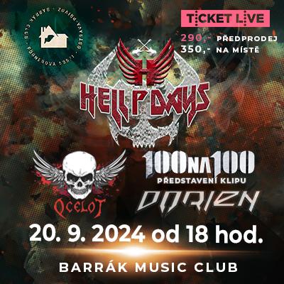 HELLPDAYS - 100na100, Ocelot & Dorien / Barrák Music Club Ostrava / 20.09.2024